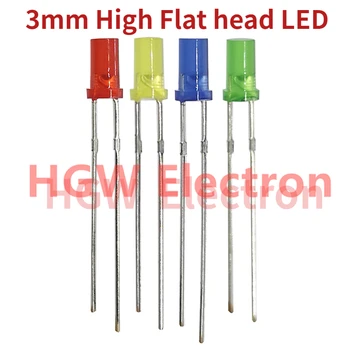 100шт 3 ММ LED DIP С высокой плоской головкой LED Диодная лампа F3 * 6 мм с высокой плоской головкой коллоидный Красный Зеленый Желтый Синий Индикатор LED 2 pin