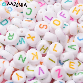 100шт Разноцветных круглых букв алфавита A-Z размером 7x4 мм, Акриловые свободные бусины-распорки для изготовления ювелирных изделий, аксессуары для браслетов 