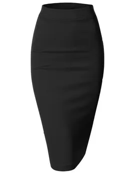 2015 Весна-лето, женская юбка-карандаш размера плюс XXS-6XL, черная офисная юбка-карандаш с разрезом сзади, Высокая талия, облегающие женские юбки длиной до колен