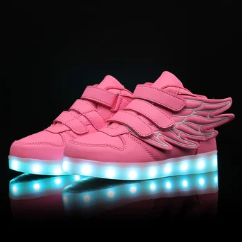 2018 Модная синяя детская обувь со светодиодной подсветкой, повседневная Детская обувь для мальчиков и девочек, Светящиеся кроссовки, Светящиеся крючки и петли для обуви