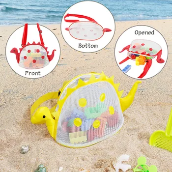 5 цветов, детская сетчатая сумка-ракушка, пляжная сумка в форме мультяшного динозавра, игрушка для бассейна, пляжная сумка для хранения