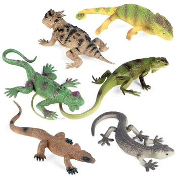 6 Видов фигурок животных в виде ящериц, коллекционные игрушки, познавательные фигурки диких животных, детские мягкие клеевые модели игрушек