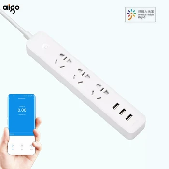 Aigo Smart Power Strip 3 Розетки с 3 Портами Быстрой Зарядки USB 2500 Вт 10A 250 В Розетки Работают По Синхронизации Для приложения Xiaomi Mihome