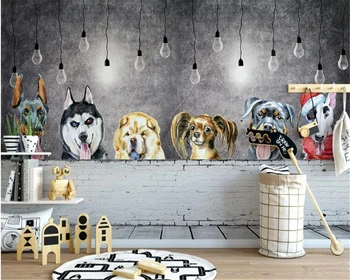 beibehang papel de paredeModern минималистичные обои с изображением милой собачки в скандинавском стиле для детской комнаты, фоновая роспись обоев
