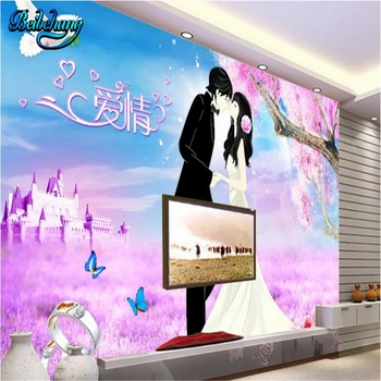 beibehang Romantic Романтическая Мультяшная пара Современный простой фон для телевизора Обои на заказ Настенный декор
