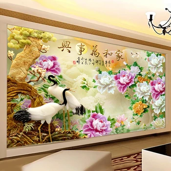beibehang Изготовленный на заказ цветочный нефритовый фон для телевизора в китайском стиле, настенное покрытие для гостиной, настенные обои для стен, 3d Украшение дома