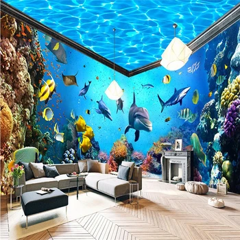 beibehang Подводный мир Аквариум Фон для всего дома 3D фреска обои домашний декор Фото фон обои для гостиной