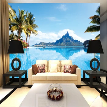 beibehang Пользовательские 3D фотообои С видом на море гостиная спальня диван ТЕЛЕВИЗОР пейзаж Средиземноморское праздничное настроение фреска обои
