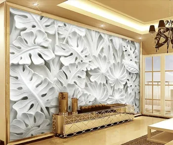 beibehang Пользовательские обои 3D фотообои HD светлые листья штукатурка с тиснением фон для гостиной ТВ обои 3d papel de parede