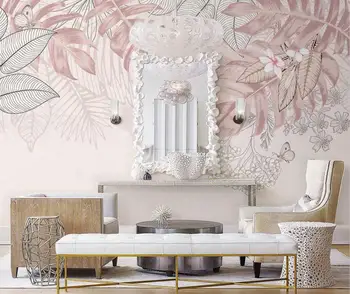beibehang пользовательские розовые тропические растения пейзажные обои для гостиной ТВ фон 3D обои фреска обустройство дома