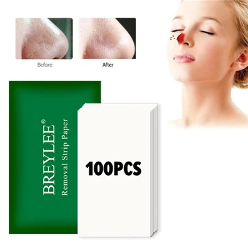 BREYLEE Removel Strip Paper 100ШТ Маска для удаления черных точек из носа, Полоски для носа, Лечение Акне, Уход за кожей Т-зоны