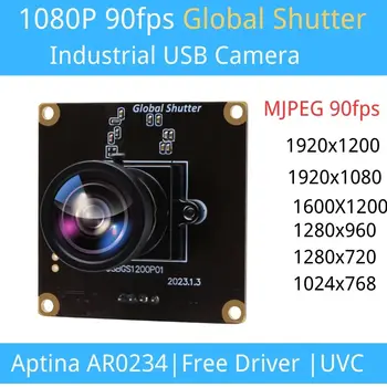 ELP Global Shutter 1080P 90 кадров в секунду С Высокой Частотой кадров Цветная Мини-Веб-Камера Aptina AR0234 UVC USB Модуль Камеры без Искажений M12 Объектив