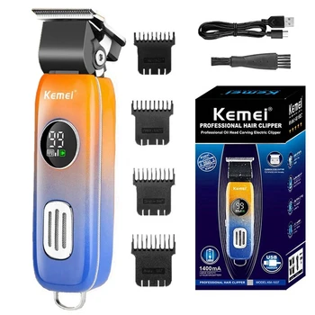 Kemei Водонепроницаемый триммер для волос для мужчин, электрическая машинка для стрижки бороды, профессиональная головка с двумя двигателями регулировки скорости вращения и лезвие перезаряжаемые