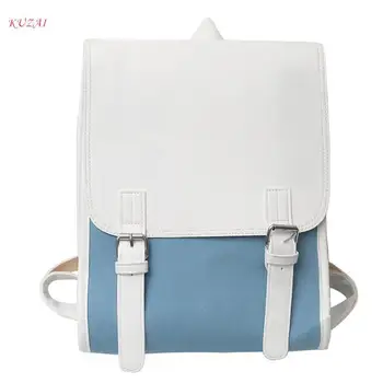 KUZAI, Винтажный модный рюкзак из искусственной кожи, Женская холщовая школьная сумка для девочек, школьная сумка для колледжа, Женская сумка через плечо