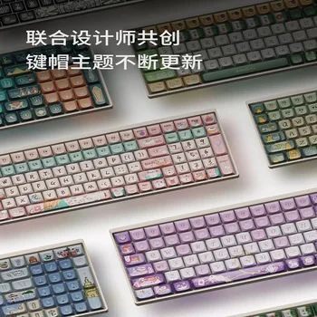 Lofree Новая клавиатура Xiaoqiao Theme Keycap 68/100 Key PBT Шариковая крышка Пятисторонний процесс термической сублимации