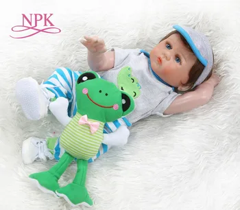 NPK 48 СМ кукла bebe reborn малыш мальчик кукла силиконовая игрушка для ванны всего тела 100% ручная роспись мизинца