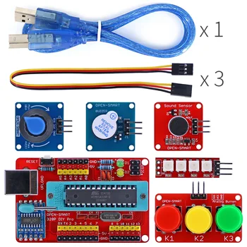 RED-DIY01 328P Комплект Платы разработки DIY Pro ATmega328P с 4-Битным RGB LED/Аналоговой Кнопкой/Звуковым Датчиком, Совместимым с Arduino