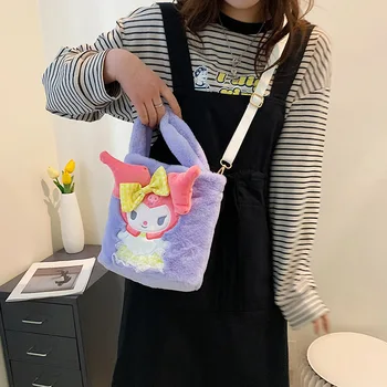 Sanrio Kuromi Сумка через плечо для девочек, сумка через плечо с корицей, Студенческая сумка для Бенто, сумка для хранения My Melody messenger, сумка для покупок