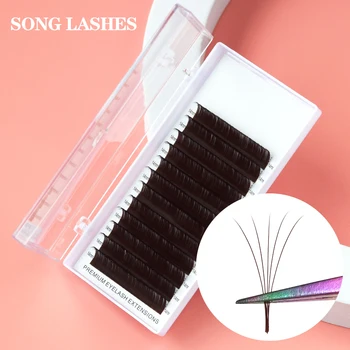Song Lashes 12 рядов Темно-коричневых наращенных ресниц C / CC / D Curls Высококачественные ресницы Профессиональные инструменты для макияжа Индивидуальные или салонные