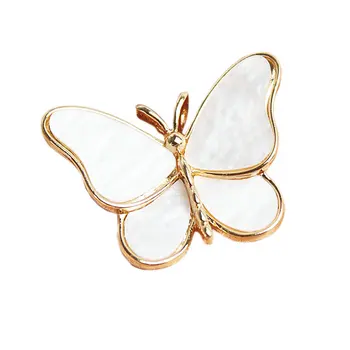 V224 Модные ювелирные изделия Золотая брошь в виде бабочки в виде белой раковины Женская брошь из хрусталя Брошь хорошего качества
