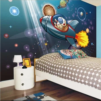 wellyu Заказная большая фреска космический корабль мальчик-астронавт мультфильм детская комната фон стены papel de parede