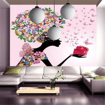 wellyu Обои на заказ, фон для настенной росписи, салон красоты, парикмахерская, рисунок бабочки для девочек, роскошный домашний декор