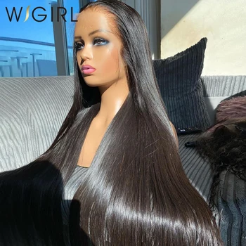 Wigirl 30-32-дюймовые прямые парики из человеческих волос на кружеве 13x6, прозрачный парик на кружеве 13x4, бразильский парик с закрытием Remy 4x4 для женщин