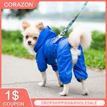 XS-XXL Одежда для домашних животных, собак, плащи с капюшоном, непромокаемые куртки для собак, уличная дышащая одежда для щенков