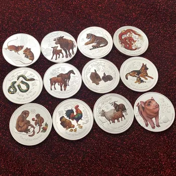 Австралийское Зодиакальное Животное Год Тигра, Змеи и Овцы Посеребренная Монета 1 Унция Расписная Памятная Медаль Коллекция Ремесел