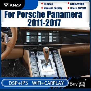 Автомагнитола 128 Г для Porsche Panam 2010-2016 Android 12 Мультимедийный плеер с синим экраном GPS Навигация DVD Авто Стерео Carplay