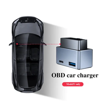 Автомобильное OBD быстрое зарядное устройство для мобильного телефона Tesla Model 3 Y X S, адаптер для зарядки OBD2, разветвитель USB и Type-c, двухпортовая штекерная головка мощностью 43 Вт