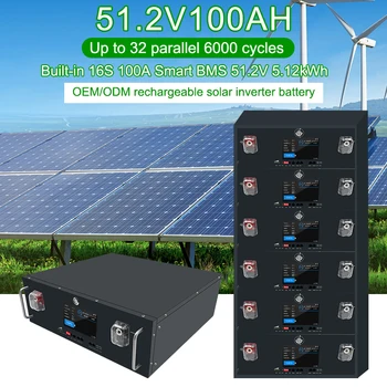 Аккумуляторная батарея LiFePO4 51.2V100Ah Со встроенной системой BMS Для Гольф-карт, Вилочных Погрузчиков, Домашних Энергетических Дронов, Накопителей Солнечной энергии