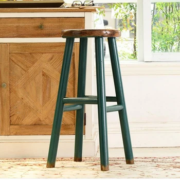Барные стулья из массива дерева в скандинавском ретро-стиле для кухни, креативный дизайн педалей, высокий стул, Удобные барные стулья, многоцветный вариант