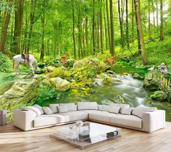 бейбехан Пользовательские обои 3d фотообои ручей горный лес пейзаж живопись гостиная отель ТВ фон обои