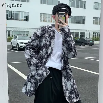 Блейзеры Мужские Весенние в корейском стиле, свободные, модные, японские Винтажные жаккардовые пиджаки, универсальная дизайнерская одежда, мужская мода для отдыха