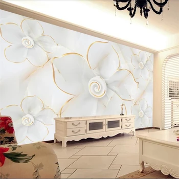 большие фрески wellyu по индивидуальному заказу, модное украшение для дома, элегантный цветок, мраморный телевизор, диван, фоновые обои papel de parede