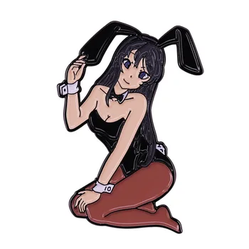 Брошь с изображением девочки-кролика, Значок аниме, булавки с твердой эмалью для ювелирных аксессуаров
