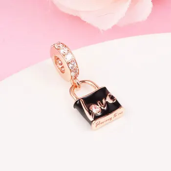 Бусина с подвеской в виде любовного замка с покрытием из розового золота Подходит для европейских браслетов и ожерелий в стиле DIY