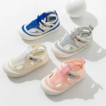 Весенне-летняя Детская сетчатая обувь, детские Дышащие Классные сандалии для детского сада, модная летняя пляжная обувь для мальчиков и девочек