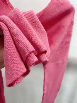 Весна 2022, Новый женский кашемировый свитер с V-образным вырезом и открытыми плечами, вязаный в рубчик.