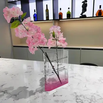 Герметичная изысканная ваза для цветов градиентного цвета, Ударопрочная домашняя ваза для цветов, товары для дома с буквенным принтом