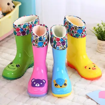 Детская водонепроницаемая обувь, непромокаемые детские непромокаемые ботинки, резиновые теплые резиновые сапоги для мальчиков и девочек, детская непромокаемая обувь
