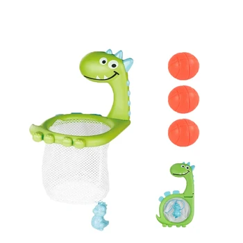 Детская игрушка для купания, водные игрушки для малышей, игрушки для ванной, Баскетбольное кольцо для стрельбы из ванны с 3 мячами, Детский игровой набор, милая Акула-динозавр