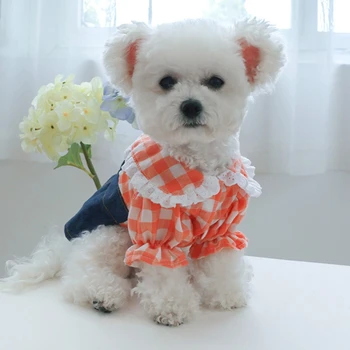 Джинсовая одежда для щенков, праздничное платье для девочек и собак, легкая одежда для щенков в классическом стиле, одежда для домашних животных, цельная собачка