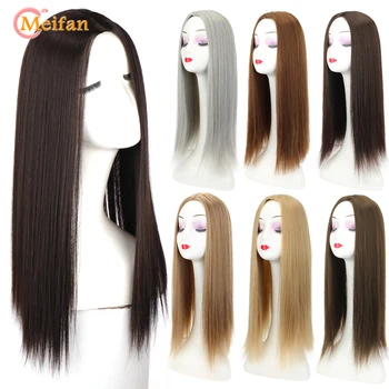 Длинная синтетическая заколка для наращивания волос MEIFAN Придает объем средней части, невидимая застежка, шиньон для покрытия седых волос