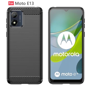 Для Moto E13 Чехол Moto E13 Capas Carbon Fiber Силиконовый Бампер Телефона Задняя Противоударная Задняя Крышка из ТПУ Motorola Moto E13 E 13