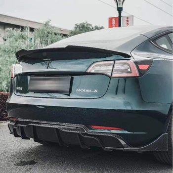 Для Tesla Модель 3 2019 2020 20212022 Карбоновый диффузор переднего заднего бампера, спойлер, Боковая юбка кузова, комплект автомобильных аксессуаров