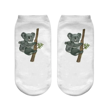 Женские Короткие носки Harajuku с рисунком мультяшного медведя Коалы, 3D-принт, Милые животные, литературные носки Kawaii Girl, Средний хлопок, забавные носки с рисунком