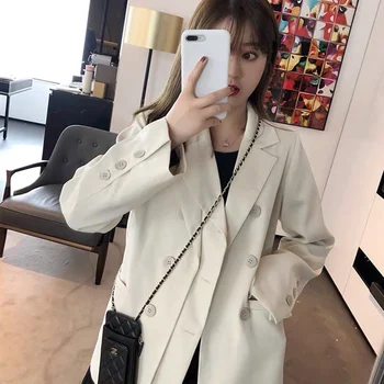 женский весенний новый белый блейзер 2023, женский пиджак с v-образным вырезом, женский элегантный корейский свободный блейзер оверсайз, верхняя одежда