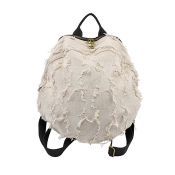 Женский оригинальный дизайн, креативный настраиваемый рюкзак, Новый стиль, женский модный рюкзак из хлопка и льна ручной работы